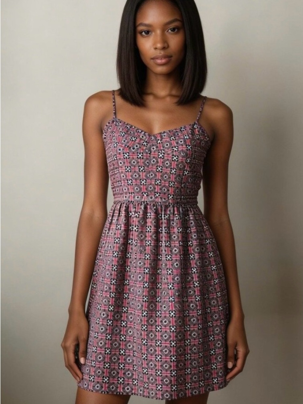 💗 J. CREW cami dress NWOT Sz 00 fit & flare print adjustable straps side pockets